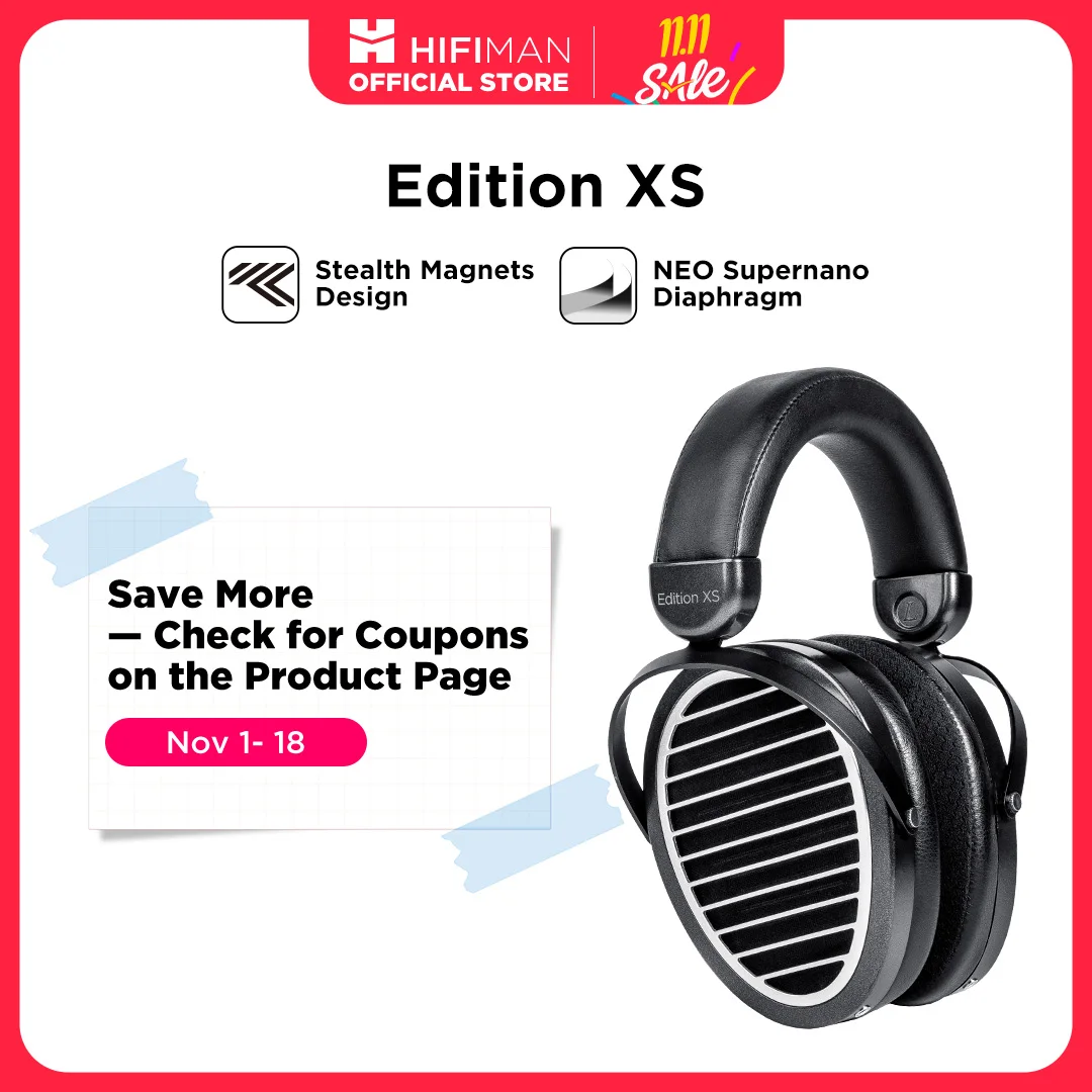 HIFIMAN Edition XS Full-Size Over-Ear Open-Back Planar Magnetic Hi-Fi Headphones with Stealth Magnets Design Adjustable Headband
