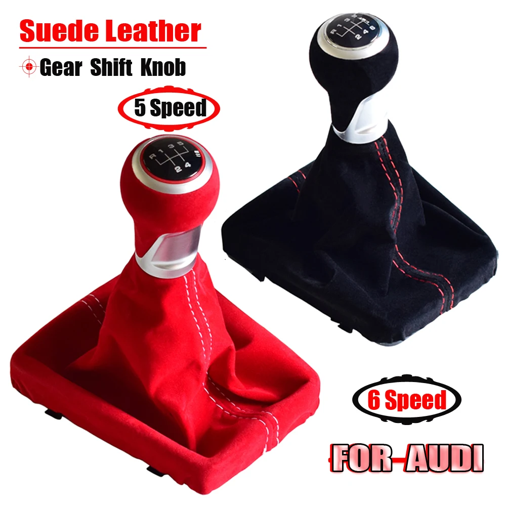 For Audi A3 S3 8V S-line 2014-2020 New 5 6 Speed Manual MT Car Shift Gear Knob With Leather Gaiter Boot Dust Cover Car Styling
