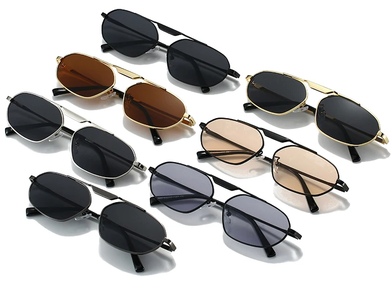 SO&EI Retro Unregelmäßige Polygon Cat Eye Metall Frauen Sonnenbrille Mode Marke Designer Männer Shades UV400 Punk Sonnenbrille – Detail 4