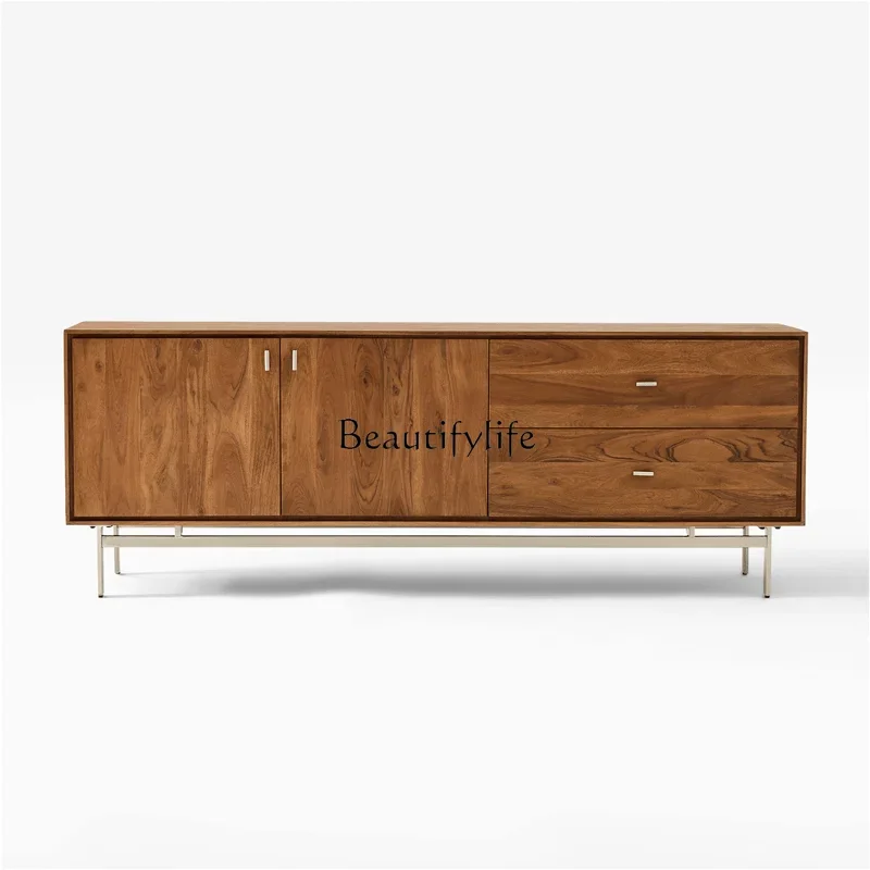 

pg46/Medieval solid wood TV cabinet living room Nordic retro simple small apartment TV cabinet