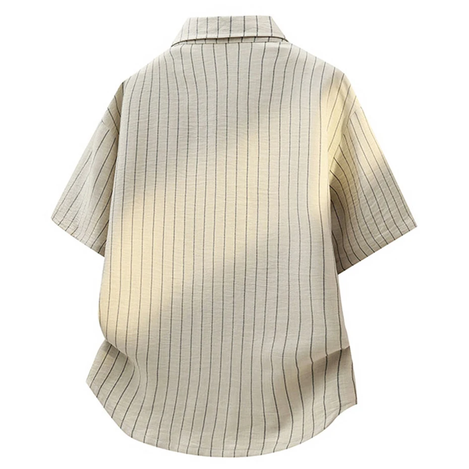 Summer Cargo Shirts Men 8XL Plus Size Short Sleeve Shirts Fashion Casual Stripes Shirts Male Summer Tops Big Size 8XL