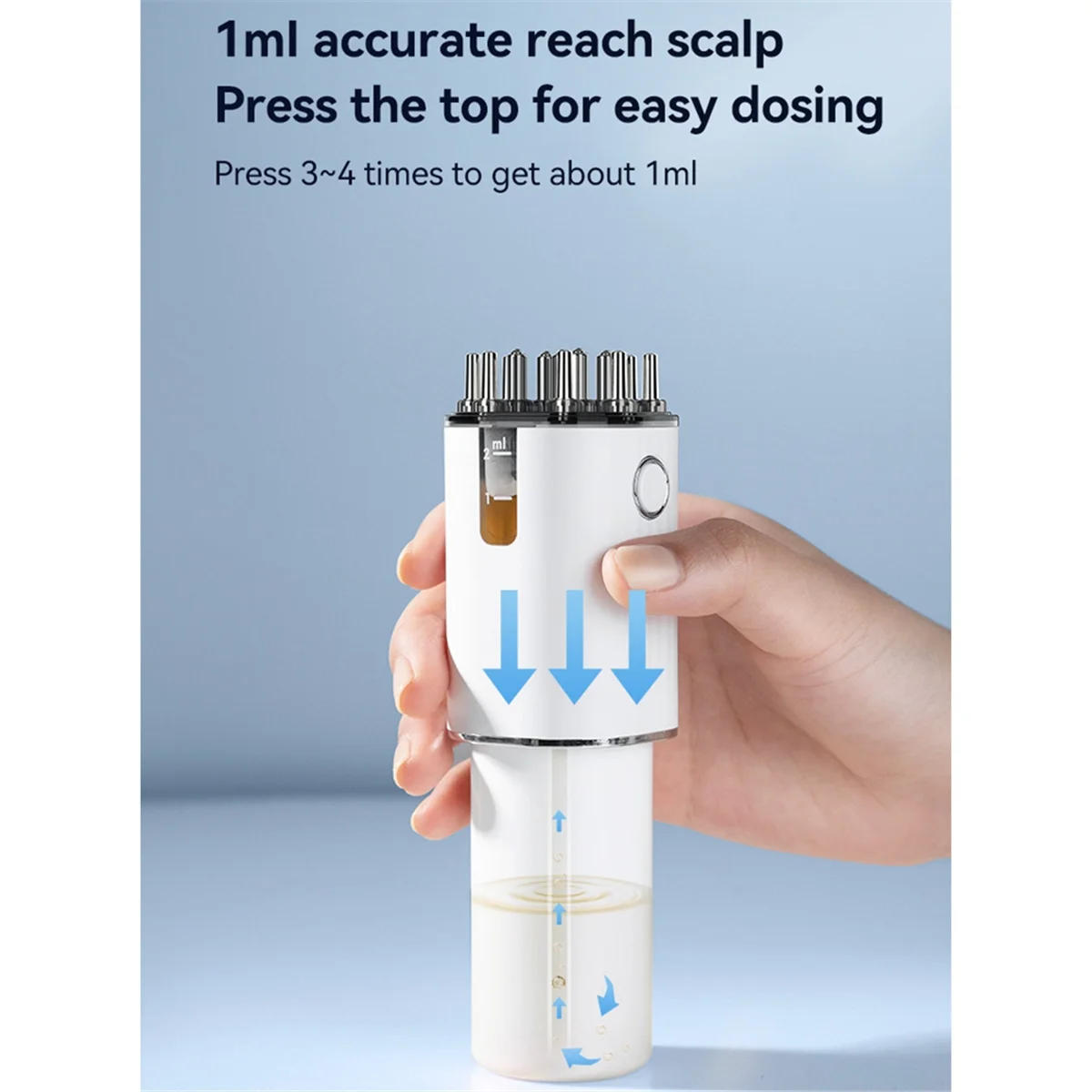 Лидер продаж 3-в-1 вибрационный аппликатор для масла для волос и массажер для кожи головы с красными огнями и аппликатором для хранения волос на 70 мл