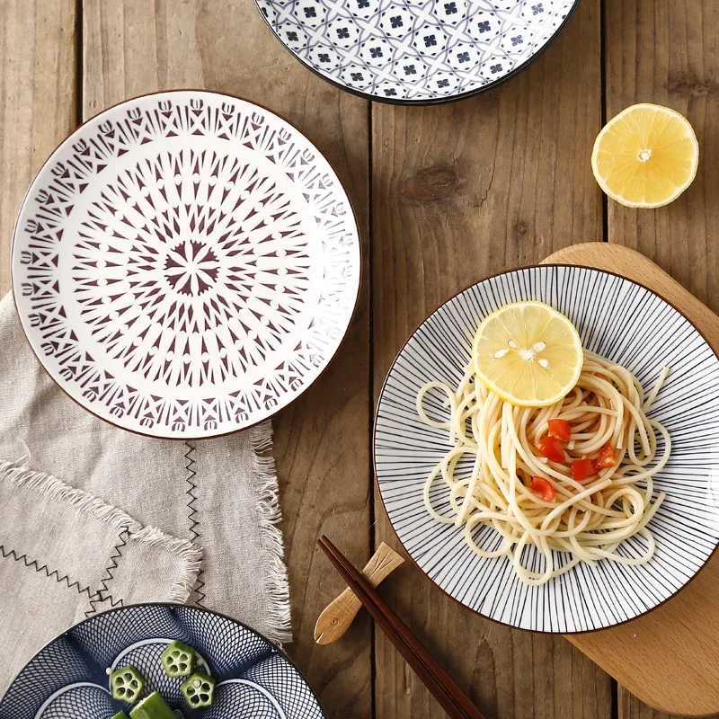 8-inch Nordic Creative Modern Simple Underglaze Color Ceramic Tableware Household Western-style Meal Snack Flat Plate