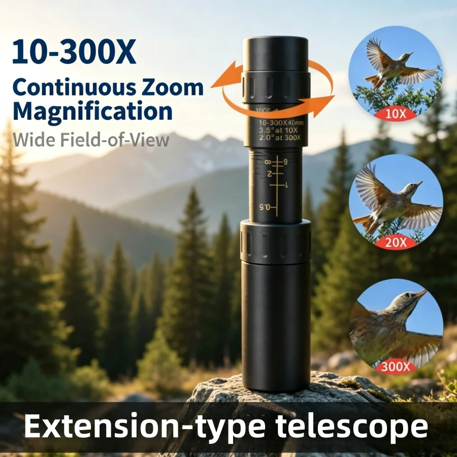 Outdoor Lighting The Range - 10-300x40 High-Magnification Zoom Monocular Telescope Long-Range