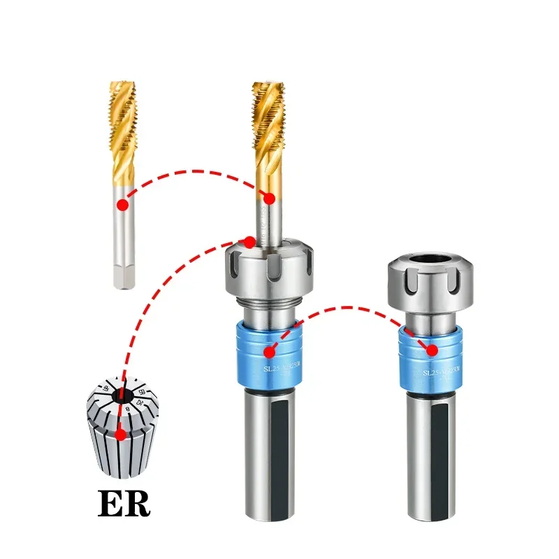 Suporte de ferramentas flutuante retrátil, haste reta, C20 C25 C32 VER ER16 ER20 ER25 ER32 VER16 VER20 VER25 VER32