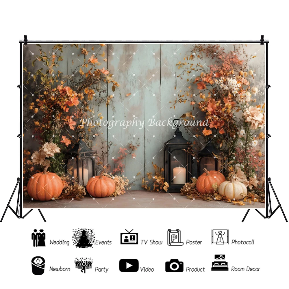Arrière-plan de photographie sur le thème d'automne, citrouilles, feuille d'érable, scène florale, décoration de réception-cadeau pour bébé, anniversaire d'enfant, arrière-plan de séance Photo
