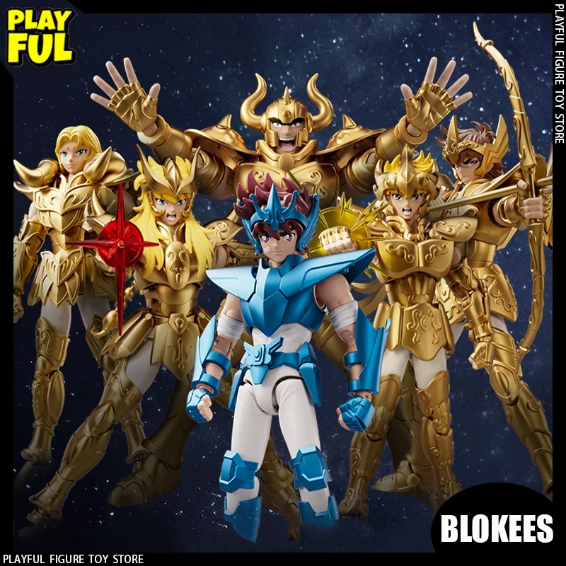 

New In Stock Blokees Saint Seiya Taurus Aldebaran Anime Figure Champion Class Seies Action Figure Aries Mu Leo Aiolia Doll Toys