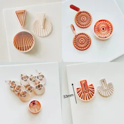 HOT Boho Bohemian Style Polymer Clay Cutter Feather Fan Lotus Geometry Shape Clay Embossed Molds for Earrings Jewellery Making