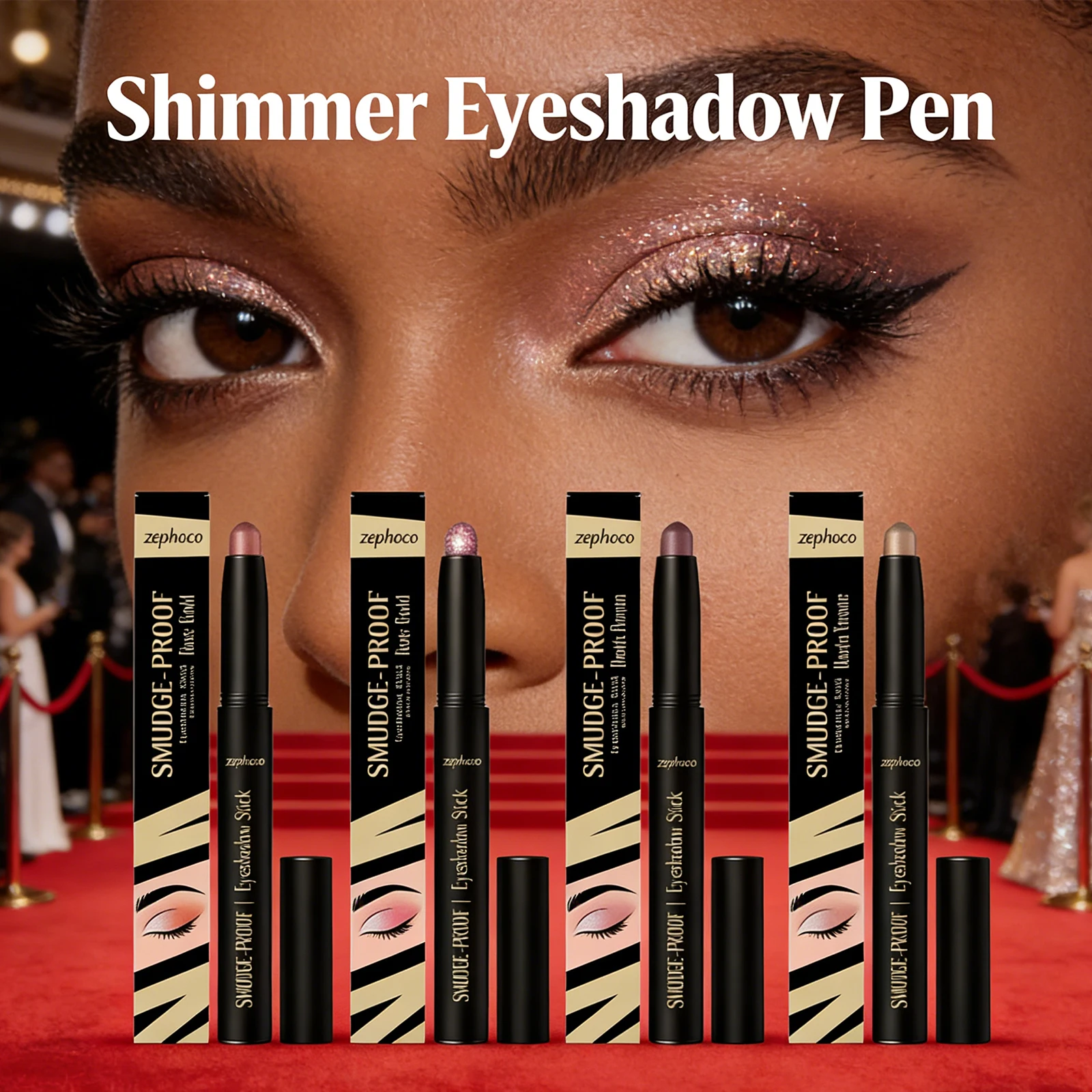 

5 Colors Waterproof Flash Eye Shadow Pen Long Lasting Sweat-Proof Eyeshadow Stick Natural Without Taking off Makeup