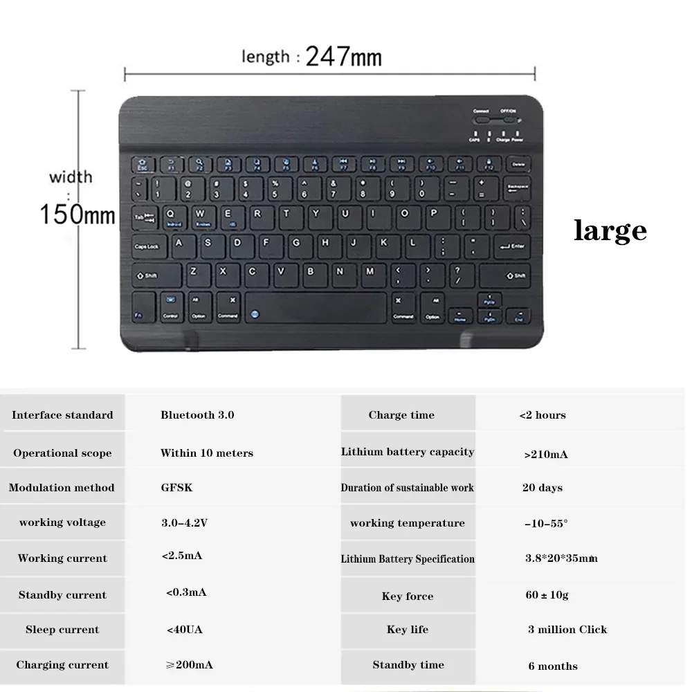 For Apple IPad 10.2 Inch 9th Generation 2021 PU Leather Tablet Stand Folio Cover + Wireless Keyboard Bluetooth Keyboard