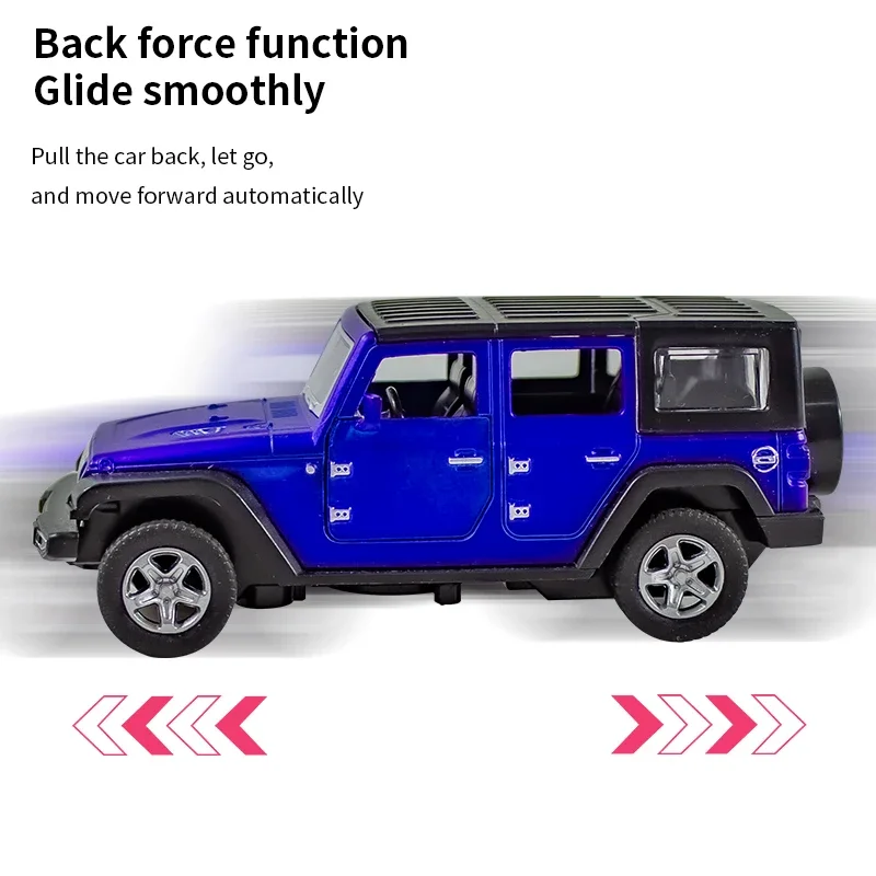 1:36 Alloy JEEPS Wrangler Car Model Simulation Off-road Vehicle Pull Back Car Decoration Ornaments Collection Toys For Children