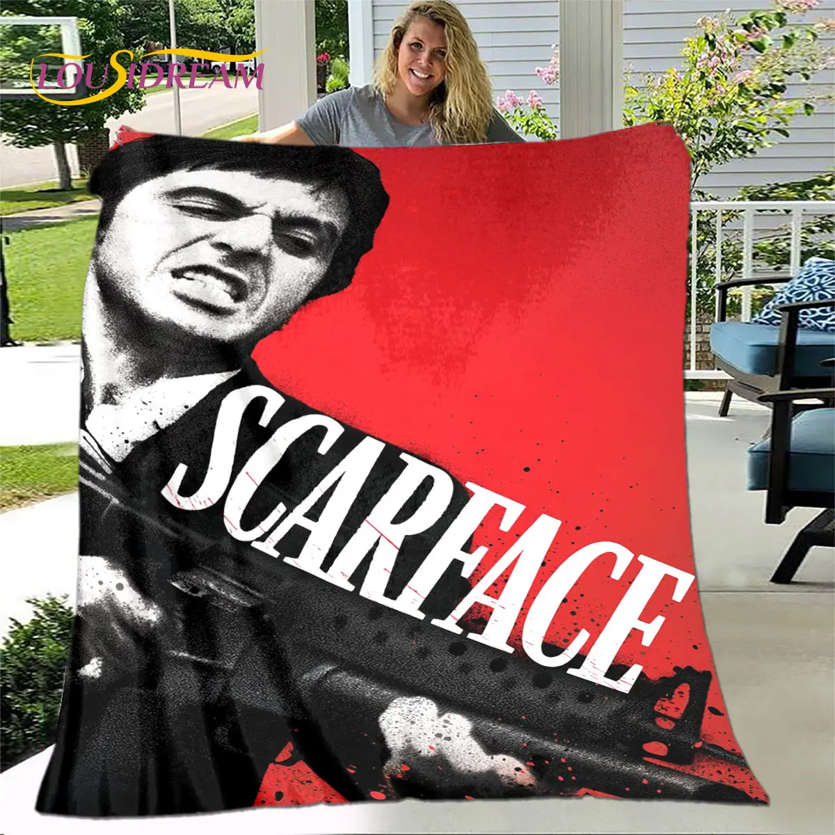 Мягкое плюшевое одеяло фильм «Лицо со шрамом» с 3D принтом, фланелевое одеяло, покрывало для гостиной, спальни, кровати, дивана, пикника, Детское покрывало
