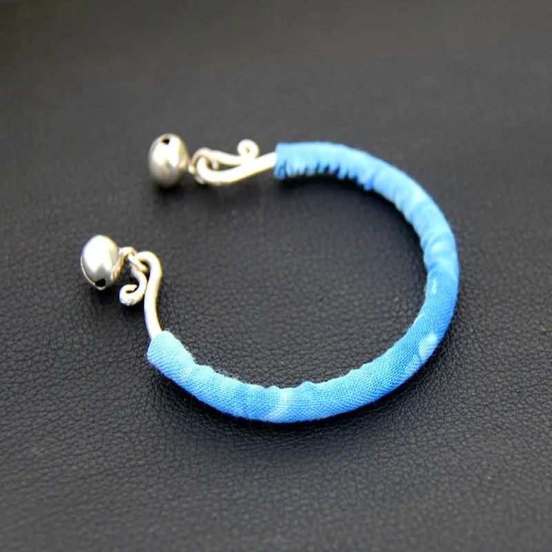 

Handmade Open Cuff Bangle For Women Daily Wear Vacation 2026 Chinese Style Yunnan Indigo Tie Dye Batik Embroidered Miao Sil