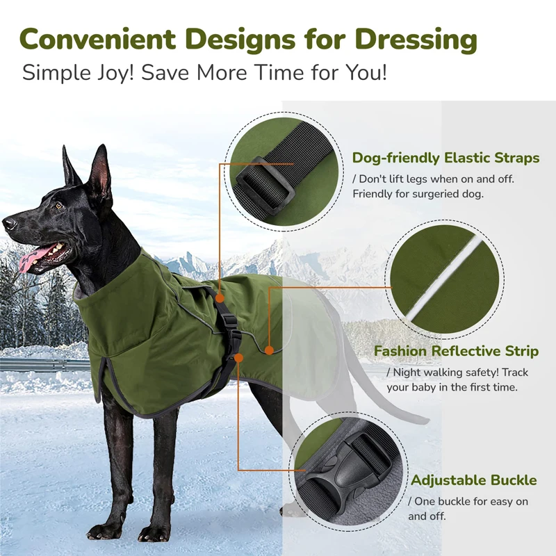 Benepaw Winter Double-Layer Dog Jacket Waterproof Windproof Reflective Strip Pet Coat Clothing For Medium Large Dogs Warming