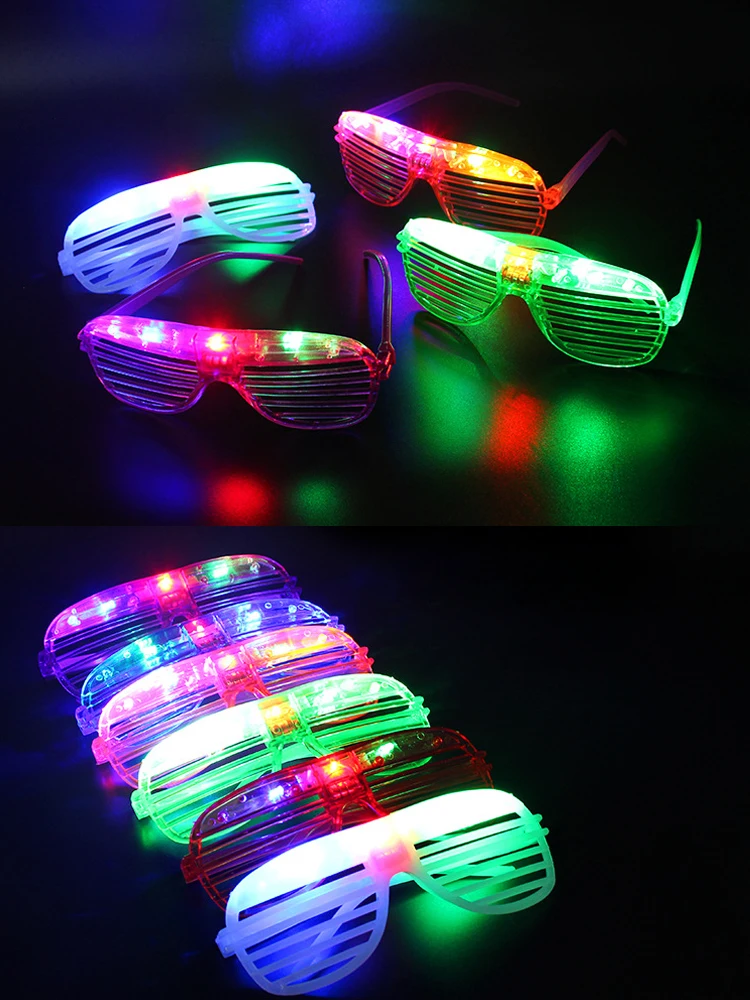 5-20PCS LED Neon Glasses Light Up Glass Led Shutter Shades Glasses Glow in the Dark for Teens Adult Birthday Neon Party Decor