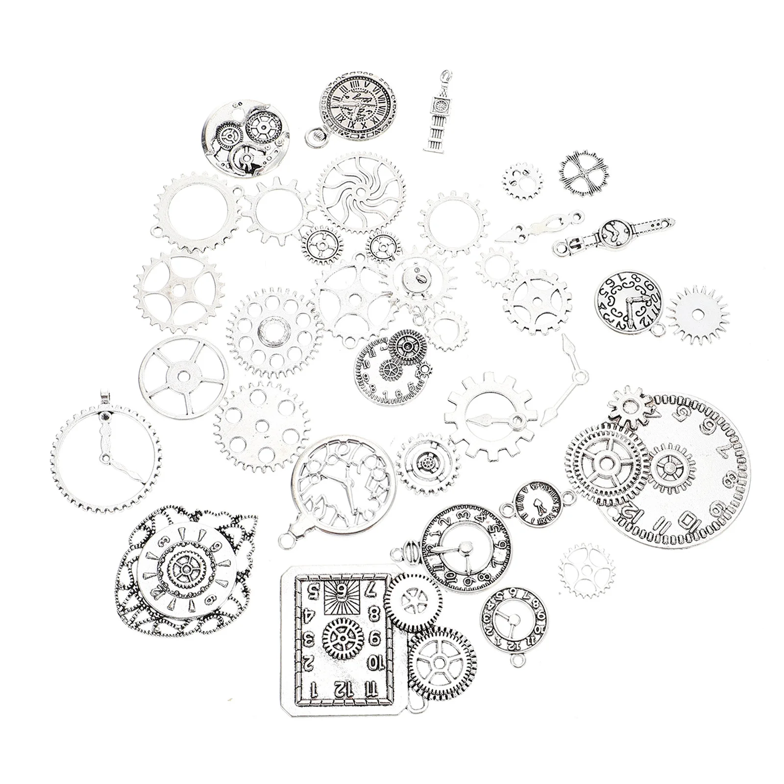 

40Pcs Charms Retro Punk Small Watch Dial Decors DIY Craft Accessories Steampunk Gears Decorative Punk Gears