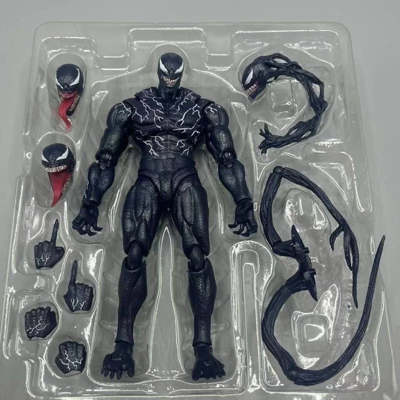 20cm Venom SHFiguarts Symbiote Head Carving 2.0 Model Toy Change Face Statue Doll Collectible Decorate Christmas Halloween Gift