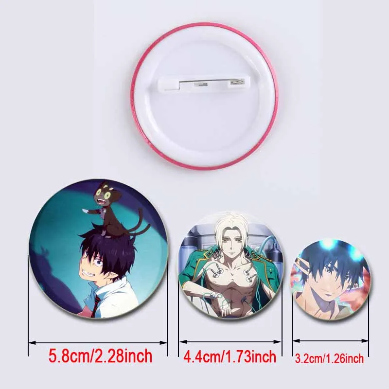 58/44mm Anime Blue Exorcist Enamel Pins Handmade Brooch for Clothes Backpack Decoration Cartoon Badge Jewelry Accessories Gifts