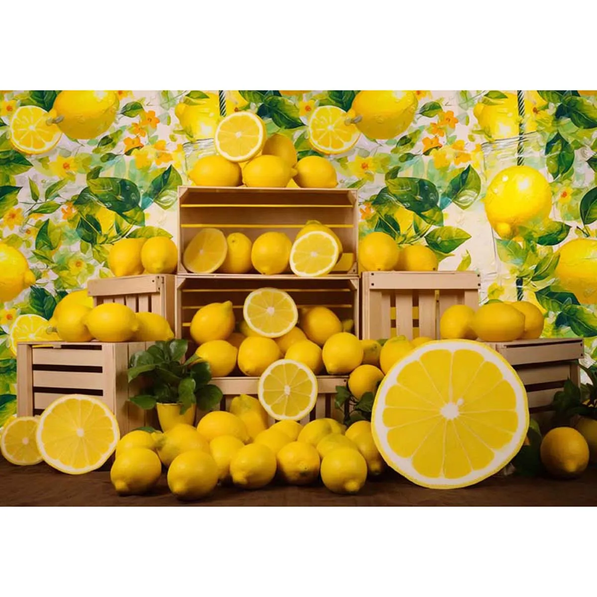 Allenjoy Summer Lemon Stand Backdrop