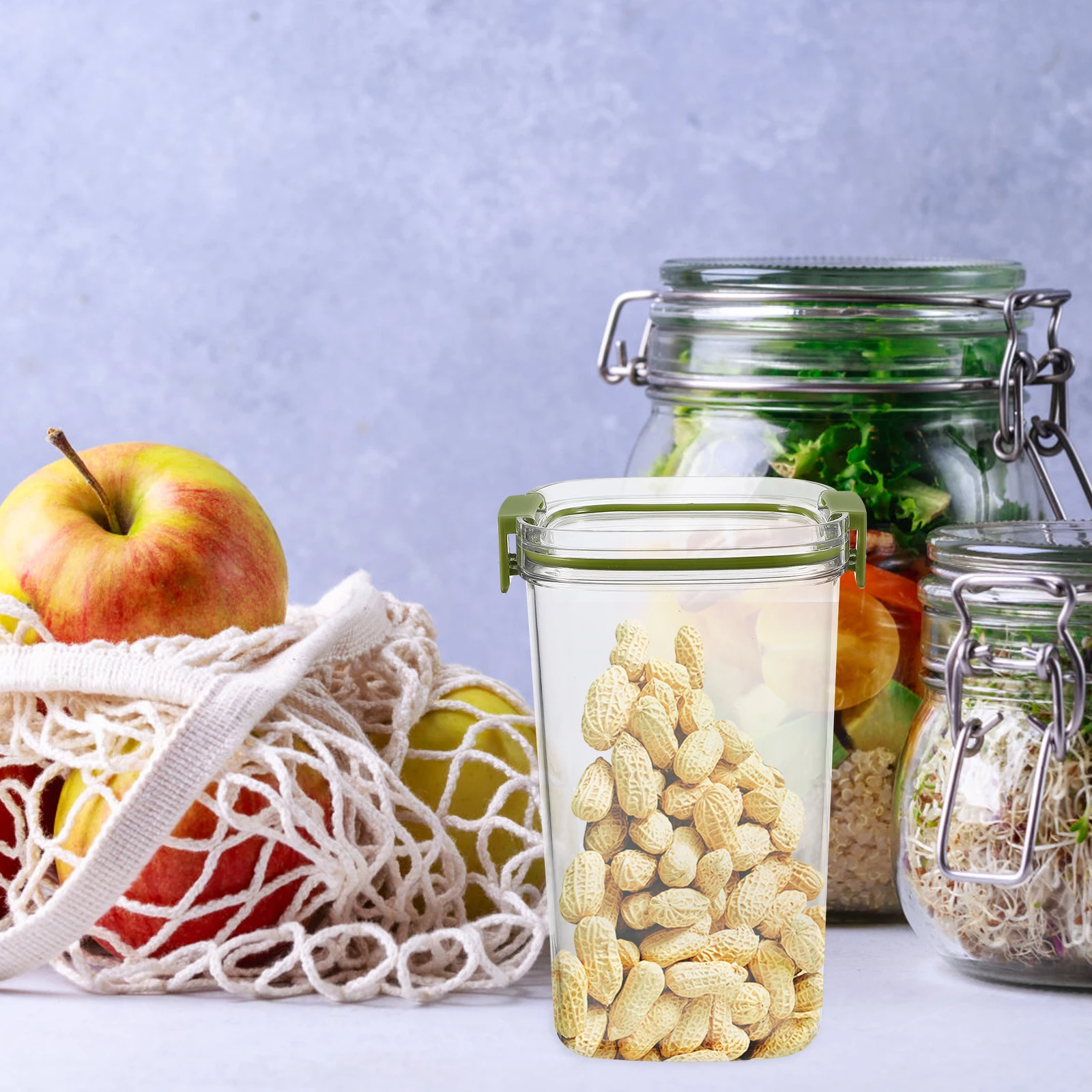 

Transparent Storage Jar Airtight Food Container Dry Food Holder Kitchen Cereal Canister Sealed Jar Household Organizer