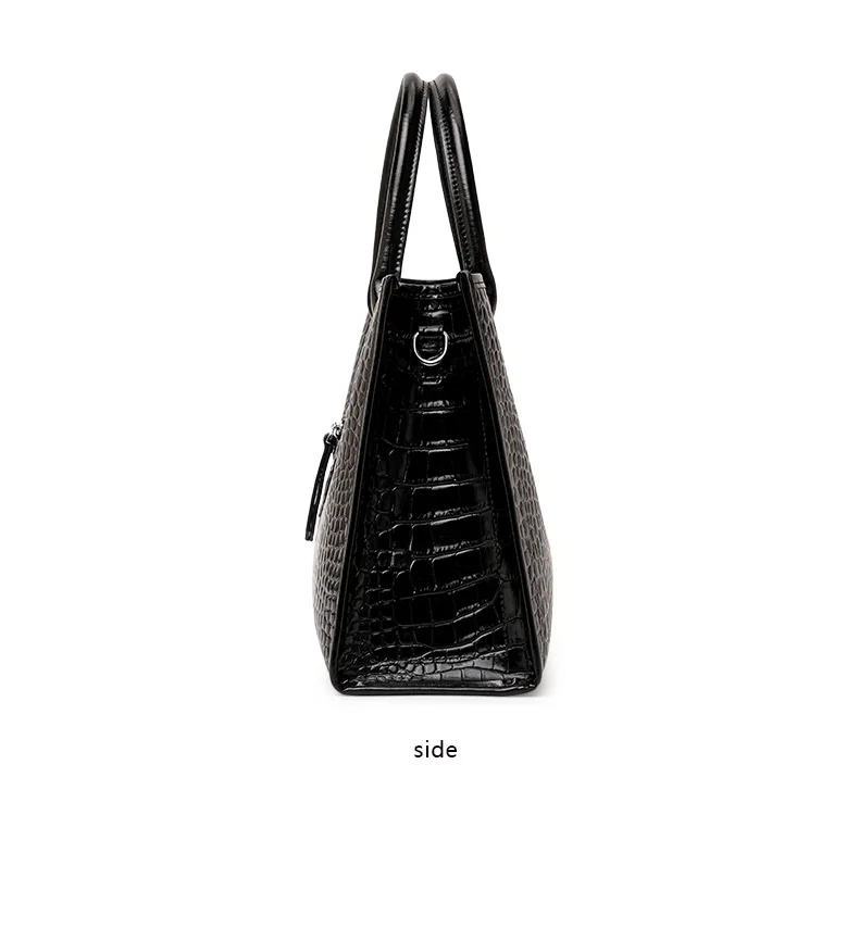 Damen-Ledertasche mit Krokodilmuster, Henkeltasche mit Reißverschluss vorne, Umhängetasche für die Arbeit – Detail 11