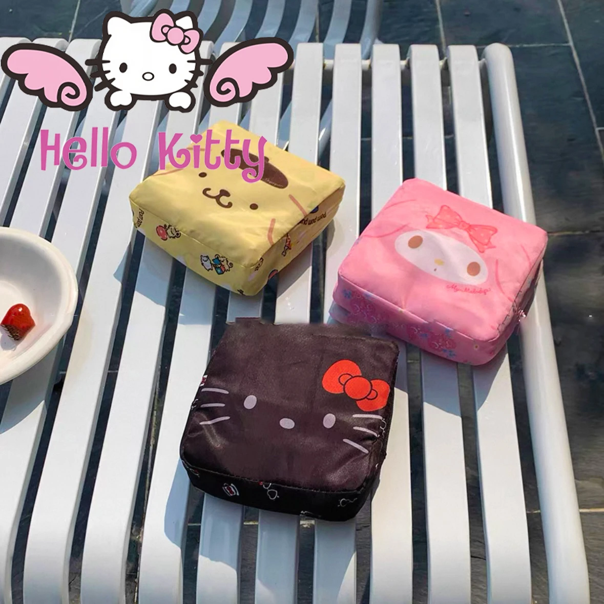 MINISO NEW Hellokitty Pudding Dog storage bag foldable cute cartoon My Melody Large capacity travel clothing storage ladies' bag
