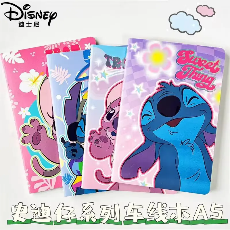 4pcs Disney animation Lilo and Stitch A5 notebook cute and funny student lined inner pages portable note stationery gift