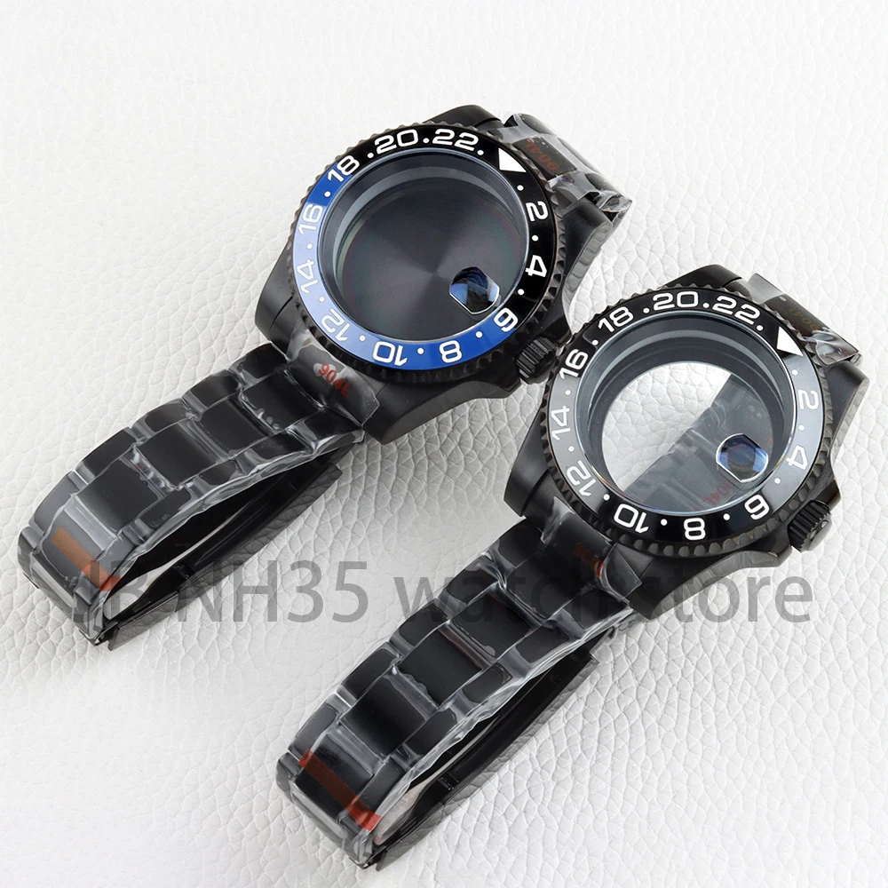 

Black 40mm Watch Case 20mm Watchband Oyster Polished Strap for GMT SUB Yacht-Master NH34 NH35 NH36 NH38 Movement 13.5mm Dial