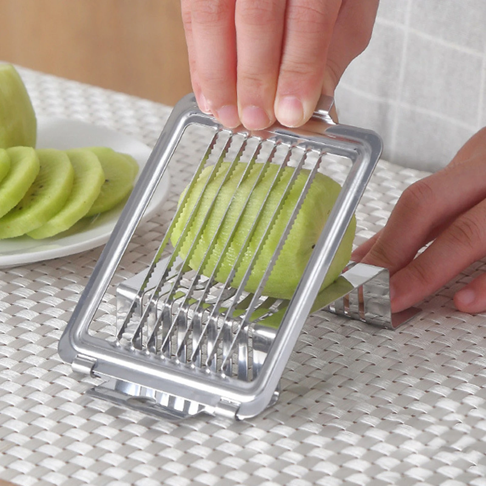 Kitchen Egg Slicer Multifunctional Sawtooth Cutting Tool Stainless Steel Hard Boiled Egg Cutter for Home Cooking Essentials