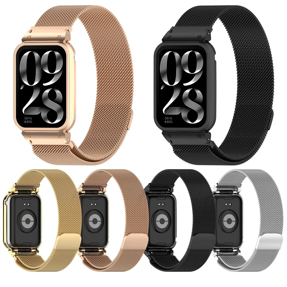 

Stainless Steel Watchband For Xiaomi MI Band 8 Pro Strap with Frame Watch Buckle Replacement