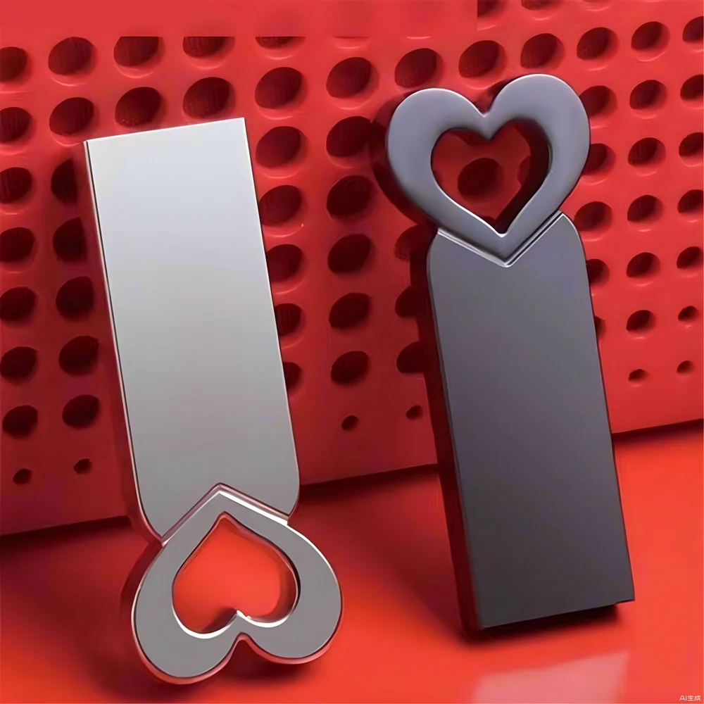 Mini unidad flash USB en forma de corazón de metal 64 GB rosa portátil Pen Drive 32 GB Memory Stick de alta velocidad 128 GB impermeable negro USB Sti