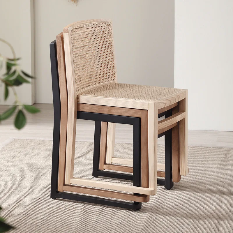 

Modern simple solid wood chair bed and breakfast restaurant rattan chair