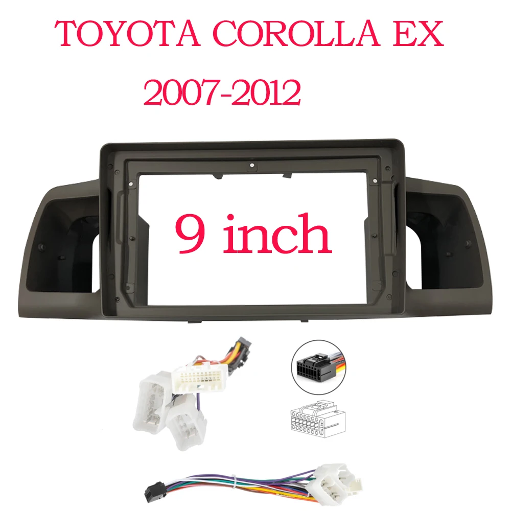 WQLSK 2 DIN 9 inch Car Radio Fascia Panel For TOYOTA Corolla EX 2007-2012 2013+ Stereo Dash Frame Android Power Adapter