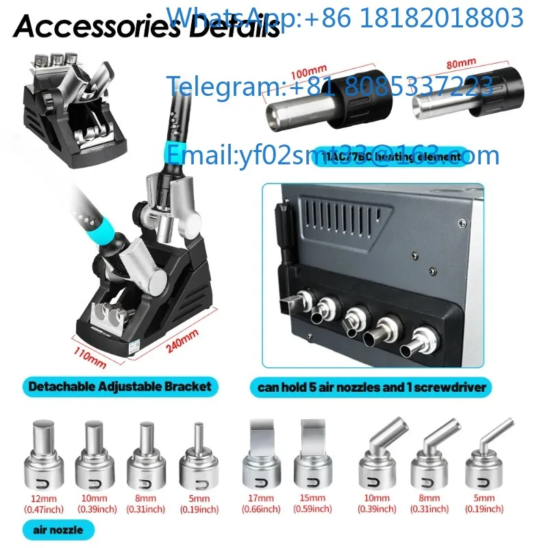 8650Pro 1300W Digital Hot Air Rework Station 3 Working Modes Curve Heating ESD Safe Desoldering Tool For BGA CPU IC PCB