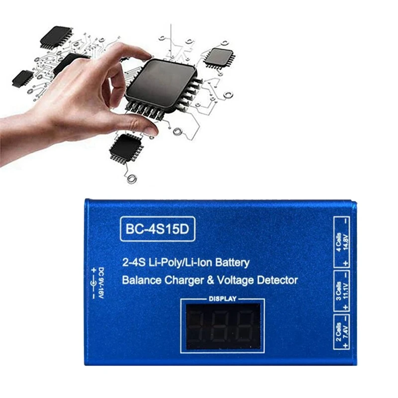 AA51 2X BC-4S15D Battery Lipo Li- Balance Charger Voltage Detector LCD Digital Display Balance Charger For RC Battery