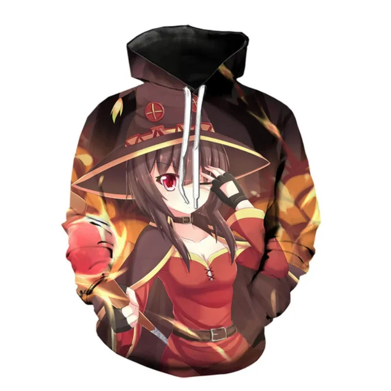 Anime konsubarashii Sekai ni shukufuku O! Konosuba 3D hoodie cosplay megumin Aqua hoodies streetwear cartoon sweatshirt tops