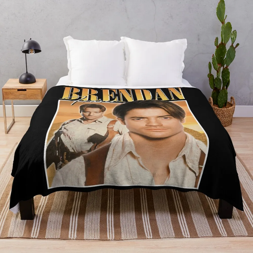 Brendan Fraser 90s style Throw Blanket Retros Summer Stuffeds Blankets