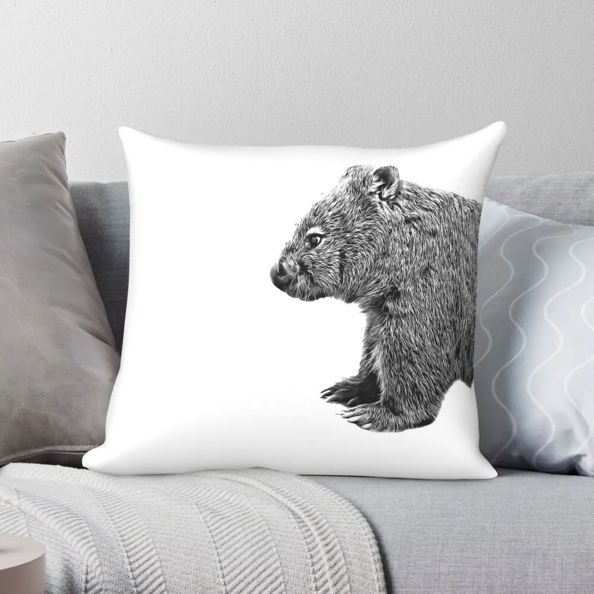 Wombat Side Profile Pillowcase Polyester Linen Velvet Printed Zip Decorative Car 18