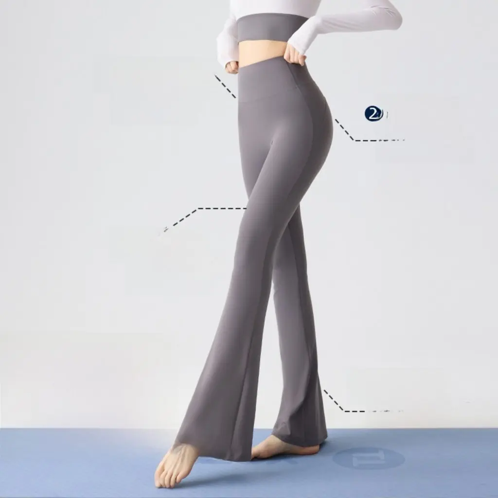 여성용 하이웨이스트 마이크로 요가 팬츠 여름 슬림핏 벨 팬츠 화이트 타이트 슬리밍 의상 말굽 디자인 바텀