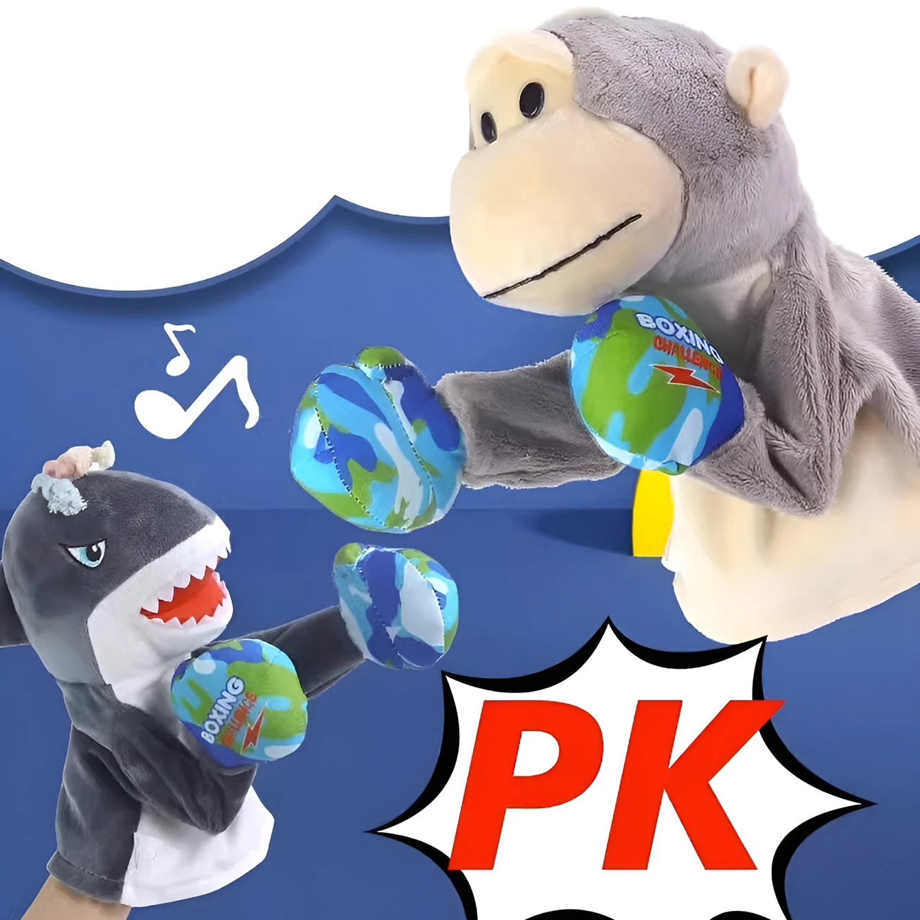 Two-person Interactive Hand Puppet That Fights A Shark, An Orangutan