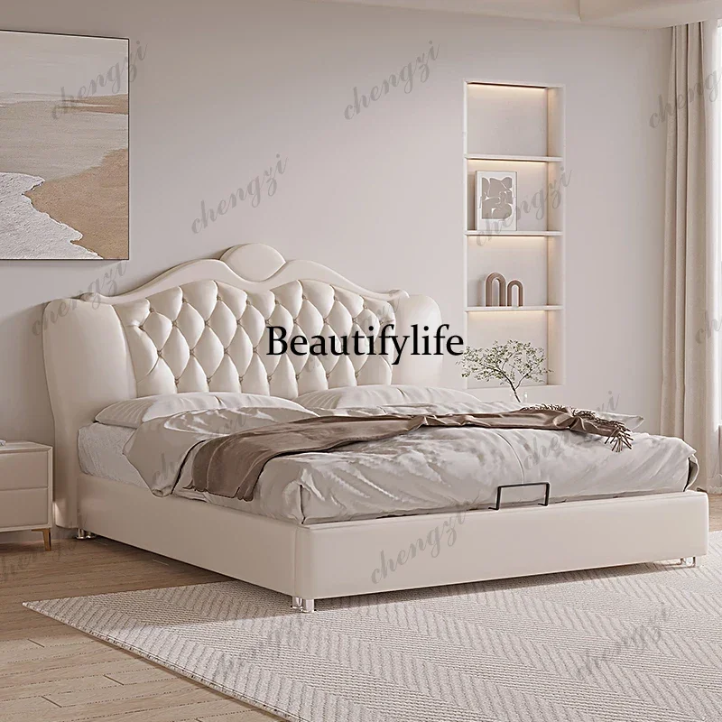 

PPP Cream Wind French Bed Light Luxury Nordic Wedding Adult Designer Bed Romantic High Quality Aesthetics Muebles Salon Furnitur