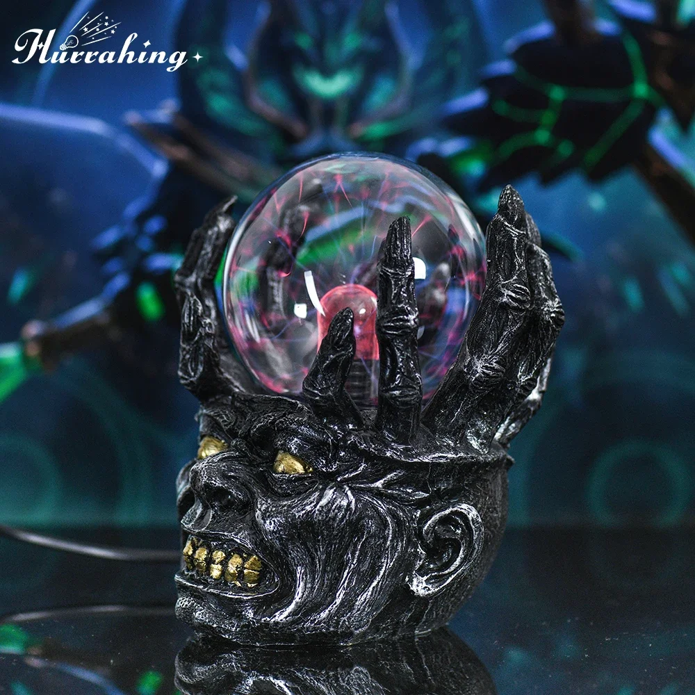 Chain Skull Crystal Plasma Light 4 Inch Glass Ball Touch Sensing Science Enlightenment Cool Interior Table Decoration Ornament