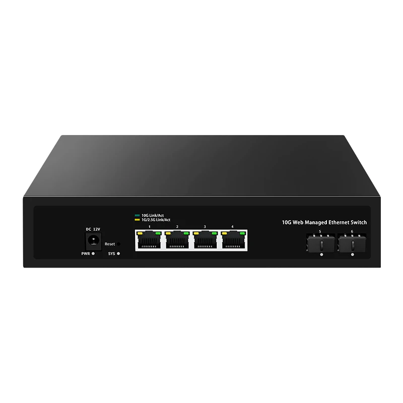 

2-Port 10G SFP+ Slot Smart Managed Home Lab Ethernet Network Switch with QoS 10GbE Web Managed Switch 4 Port RJ45 10000Mbps