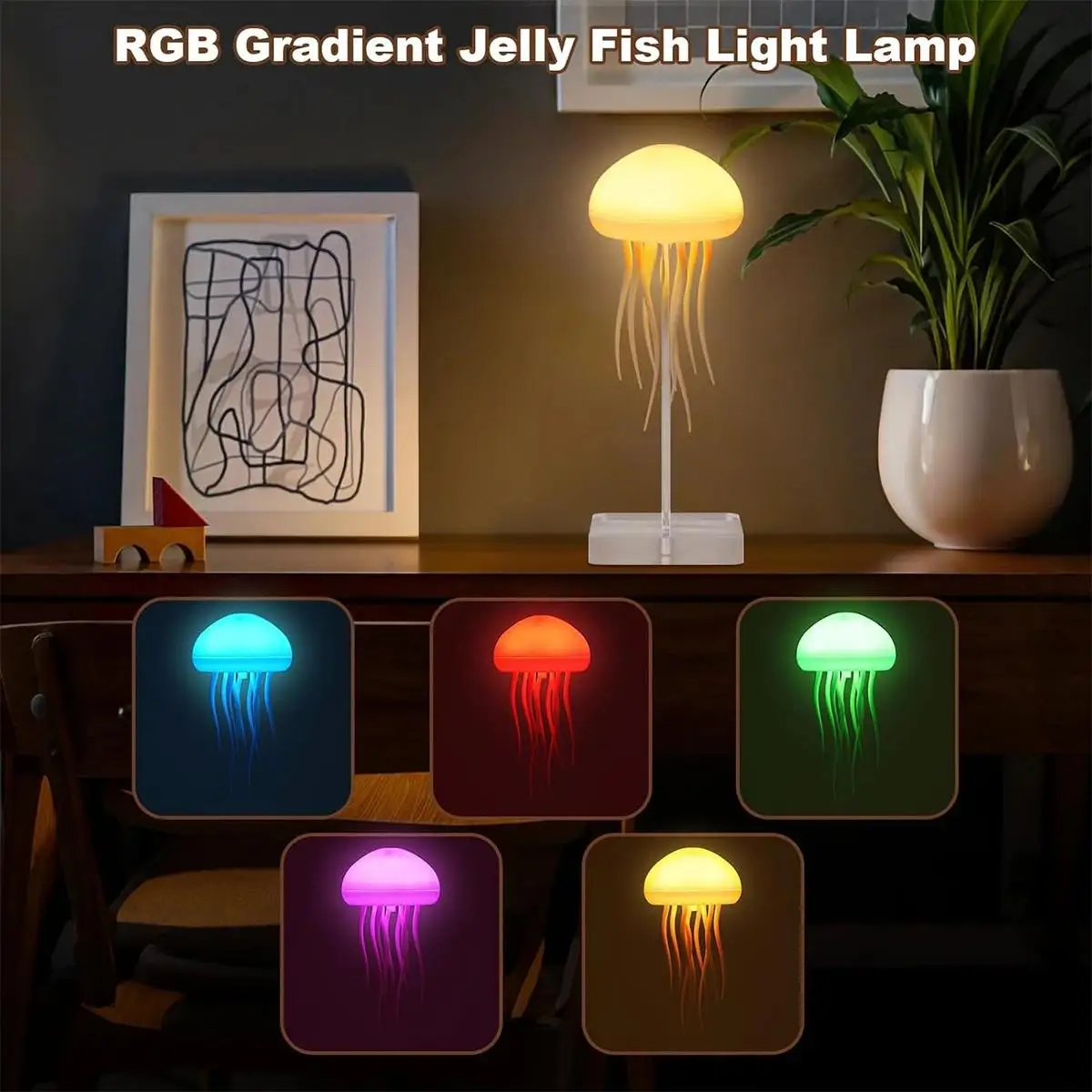 Medusa luz de noche faro creativo ambiente dibujos animados RGB gradiente lindo Usb luces decorativas decoración de vacaciones colgando 3d