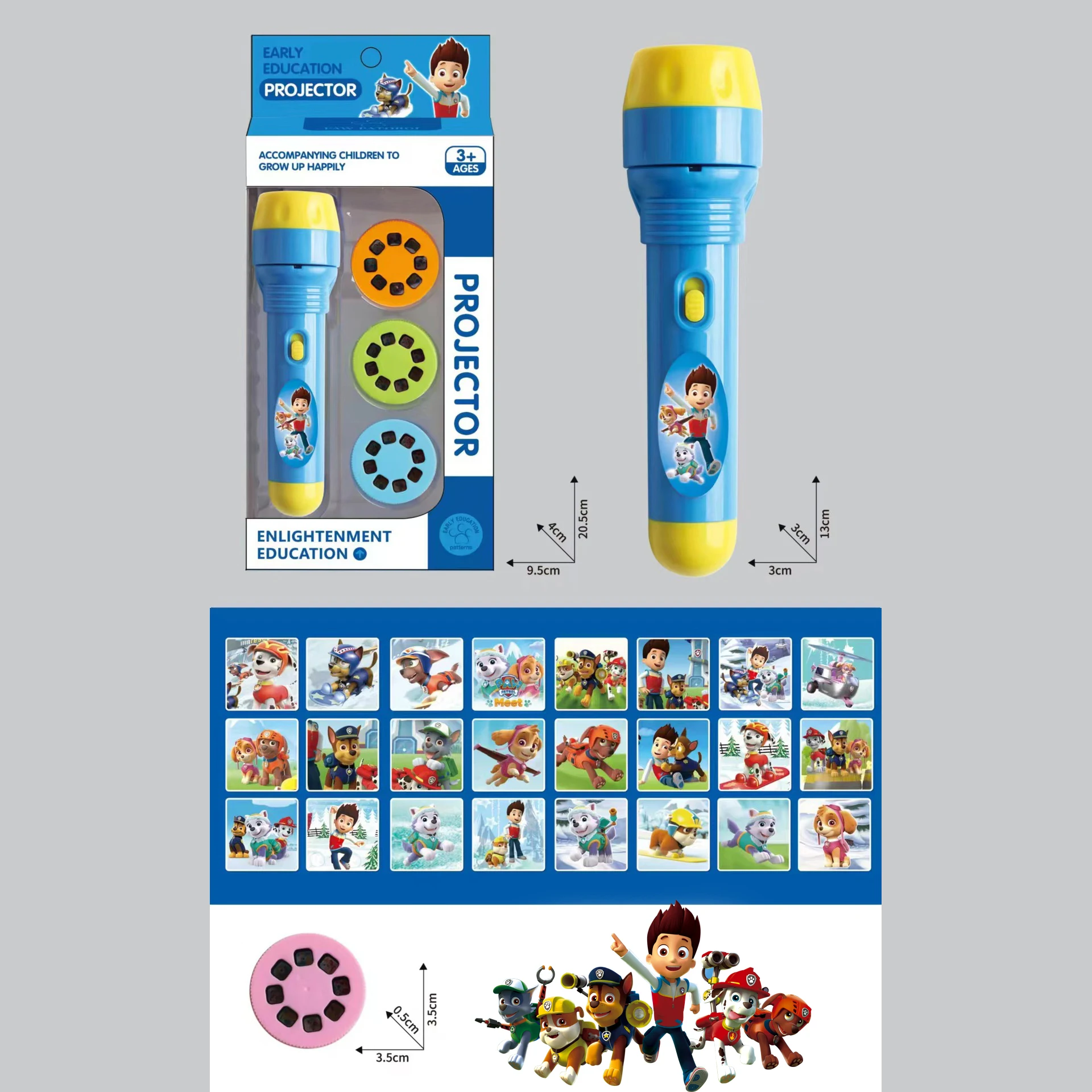 الكرتون باو باترول تشيس الإبداع لعبة الطفل الشعلة مصباح يدوي العارض لعبة أنيمي مصباح يدوي العارض الشعلة مصباح لغز #2