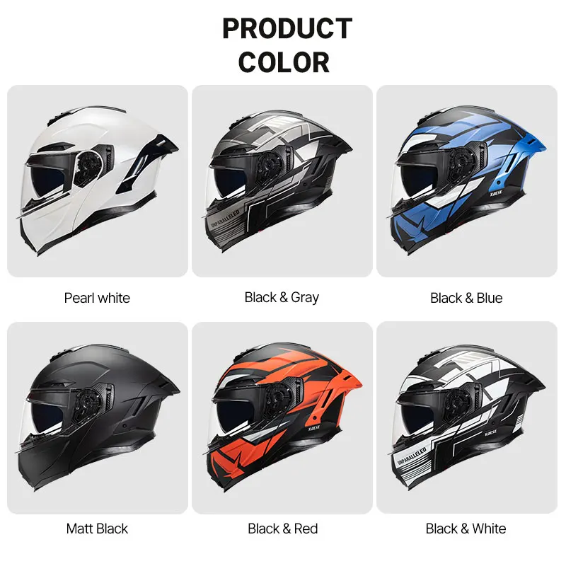 Dual Lens Flip Up Helmet DOT Approved Full Face Motorcycle Helmets Double Visors Motocross Modular Flip-up Helmet Men Capacete