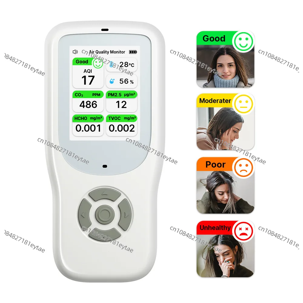 Professional handheld 9 in 1 air quality detector PM2.5 carbon dioxide TVOC formaldehyde NDIR sensor