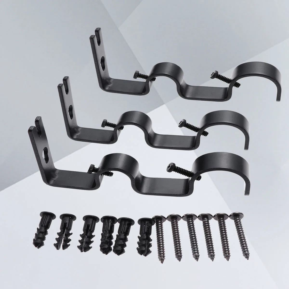 

3Pcs Curtain Holder Iron Sturdy Adjustable Rod Bracket for Home Window Drapery Rod Installation Curtain Holder