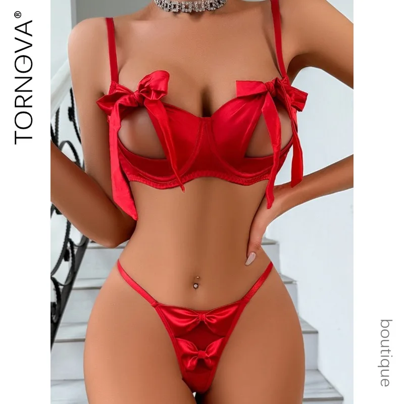 

Tornova Underwear Fancy Uncensored Sexy Clothes Women Lingerie Hot Two-piece Set of Sexy Hollow Lingerie Patchwork Lace Up Set