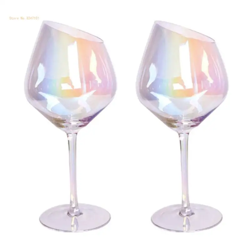 Oblique Cut Red Wine Champagne Glass Home Colorful Amber for Grey Glasses Restaurant Bar for Creative Goblet Dropship